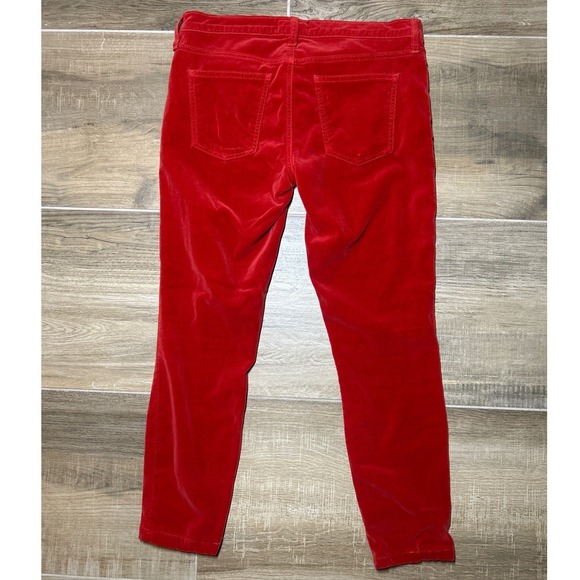 Current/Elliott "The Skinny" Scarlet Red Velveteen Pants Women's - Picture 7 of 9
